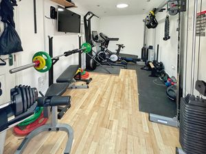 Gym at rear garage- click for photo gallery